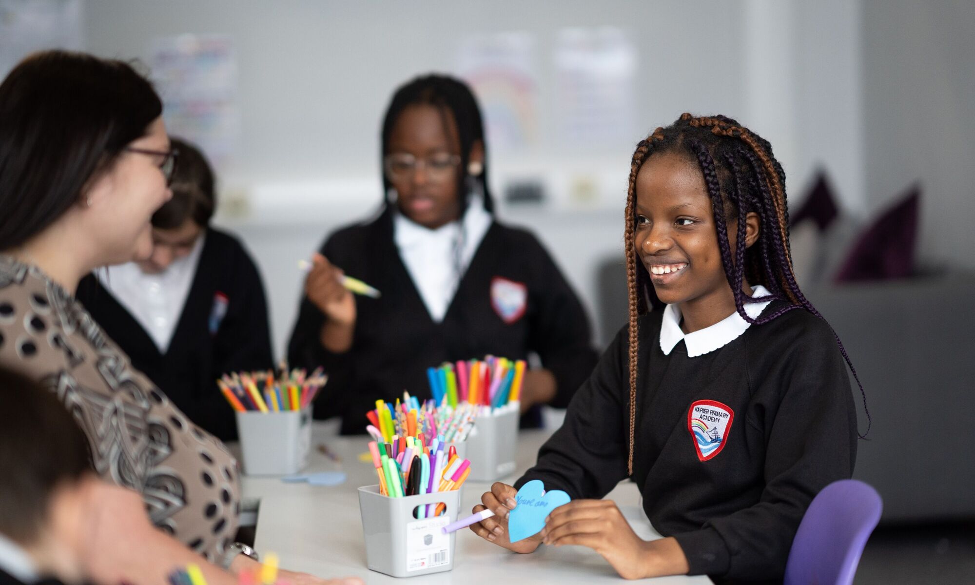 Napier Community Primary pupil in an art class