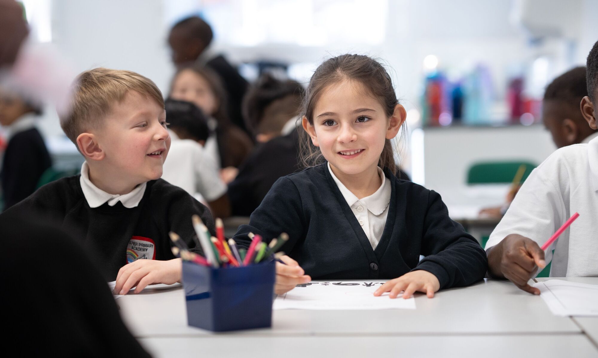 Napier Community Primary pupil in an art lesson